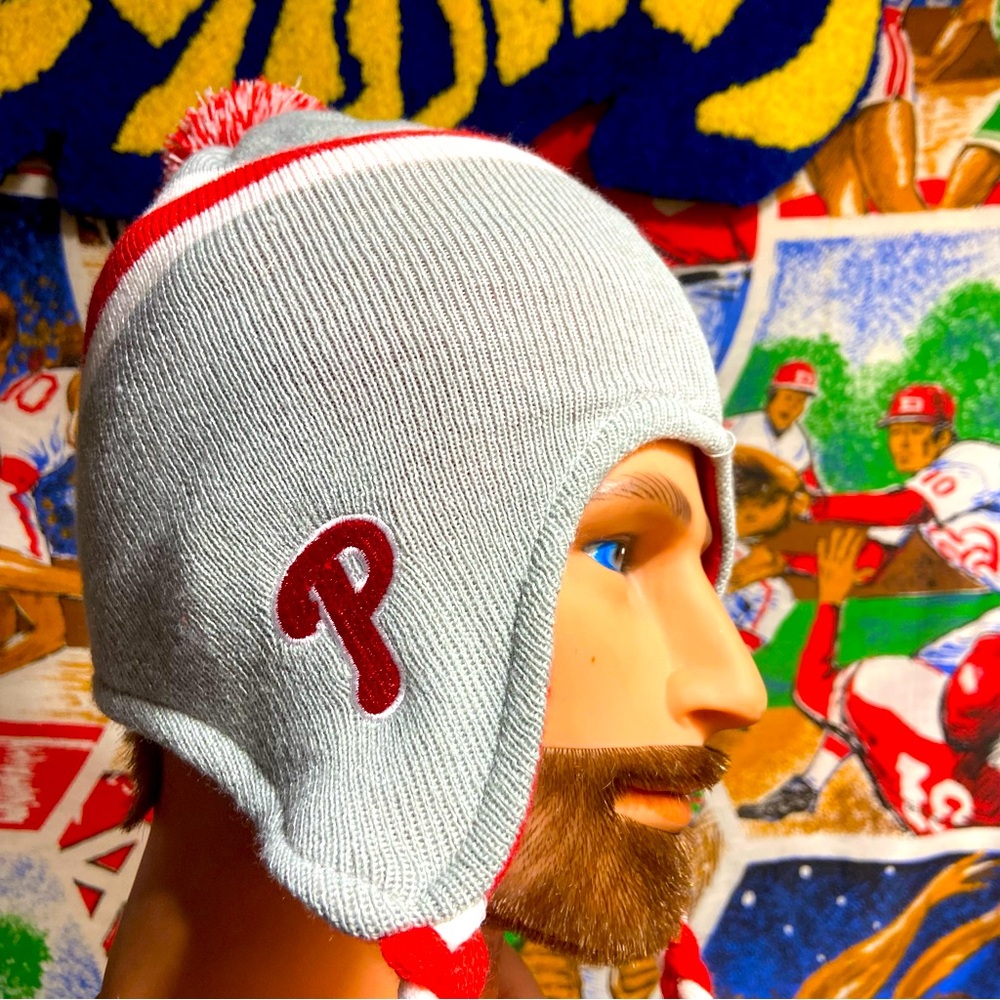 Gray Philadelphia Phillies Winter Pom Pom Hat